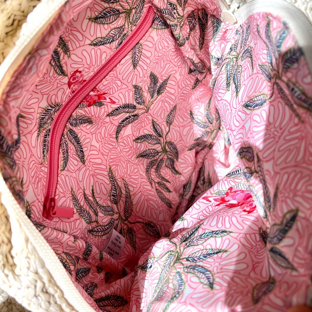 NWT!! Vera Bradley Light Natural Mini Straw Convertable Backpack Pink an… - Picture 8 of 10